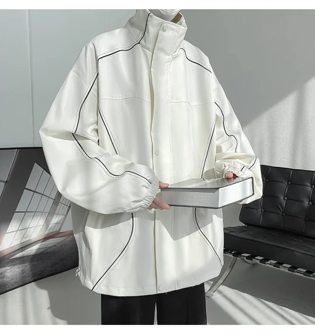 Men's Burgundy Hip-Hop Hooded Bomber Jacket Detail