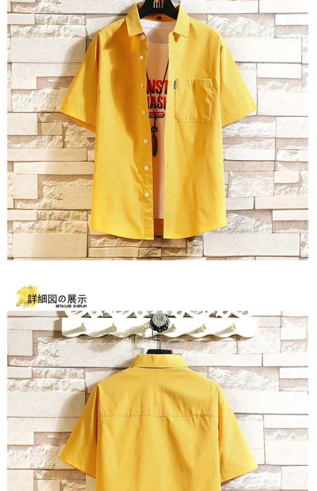 Men's Preppy Summer Short Sleeve Shirt Detail