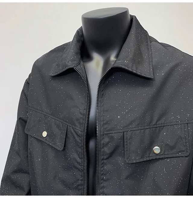 Starry Sky Men's Edgy Flight Jacket Detail