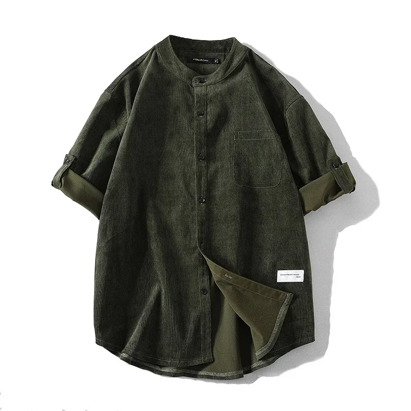 Men's Mid-Sleeve Vintage Korean Corduroy Shirt