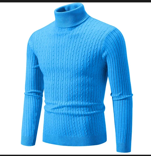 Men's Retro Solid Turtleneck Slim Sweater Detail