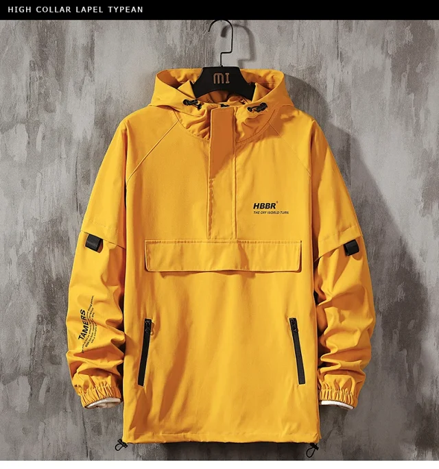 Men's Trendy Lightweight Hooded Half-Zip Jacket Detail
