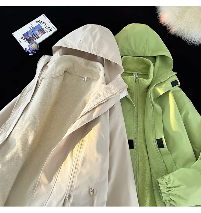 Windproof Waterproof Fleece-Lined Couple's 3-in-1 Jacket Detail