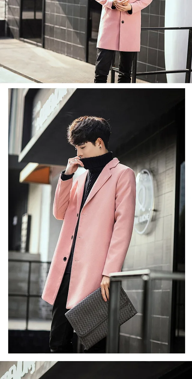 AW21 Korean Men's Slim Classic Wool Coat Detail