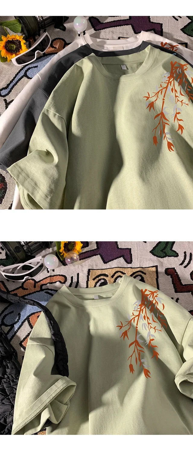 Men's Chinese-Style Printed Heavyweight Cotton Tee Detail