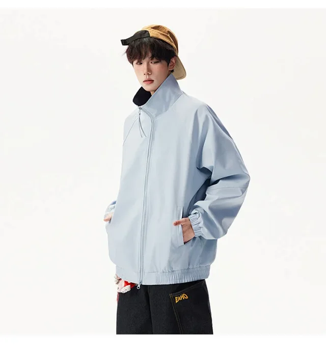 Cleanfit Color Block Retro Baseball Jacket Detail