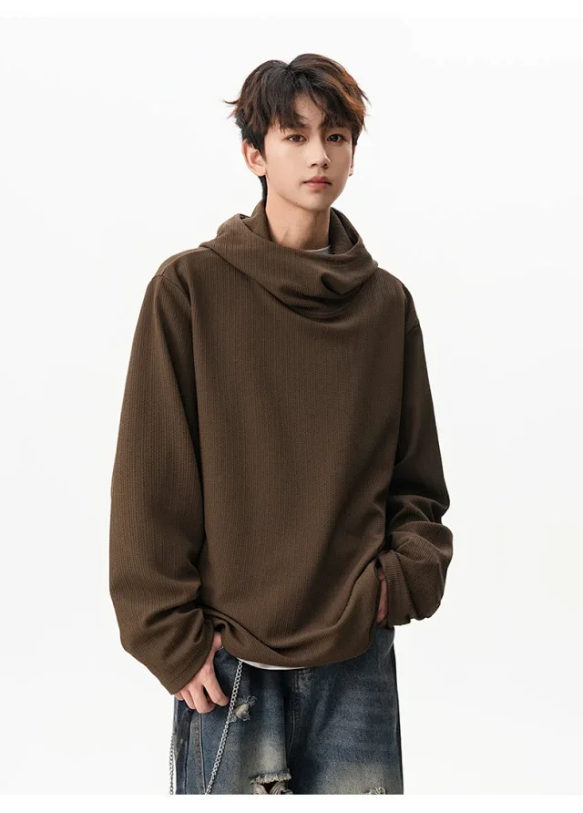 Men's 2025 Fall Retro High - neck Hoodie Detail