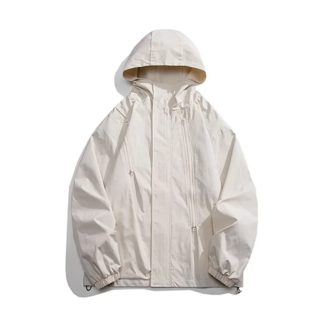 Men's HK Style Loose Hooded Windbreaker Detail