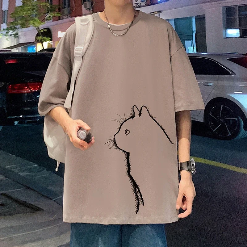 Men's Couple Cat Print Tee