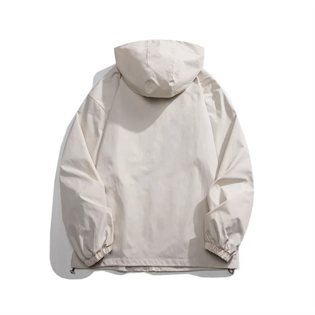 Men's HK Style Loose Hooded Windbreaker Detail