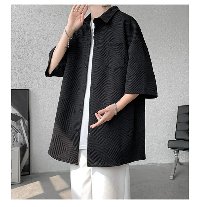 Baroque Japanese Men's Boyfriend Short-Sleeve Shirt Detail