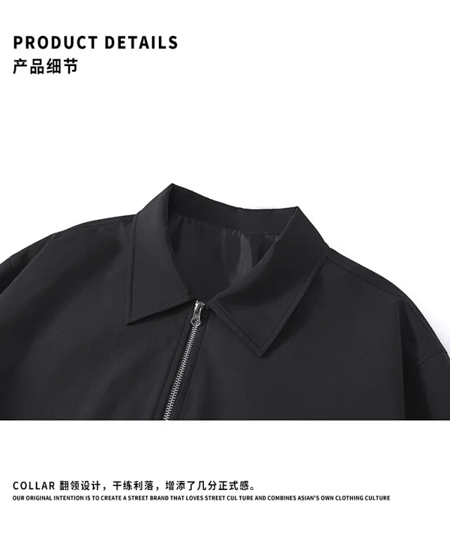 Unisex Short Bomber Jacket Loose Fit Detail