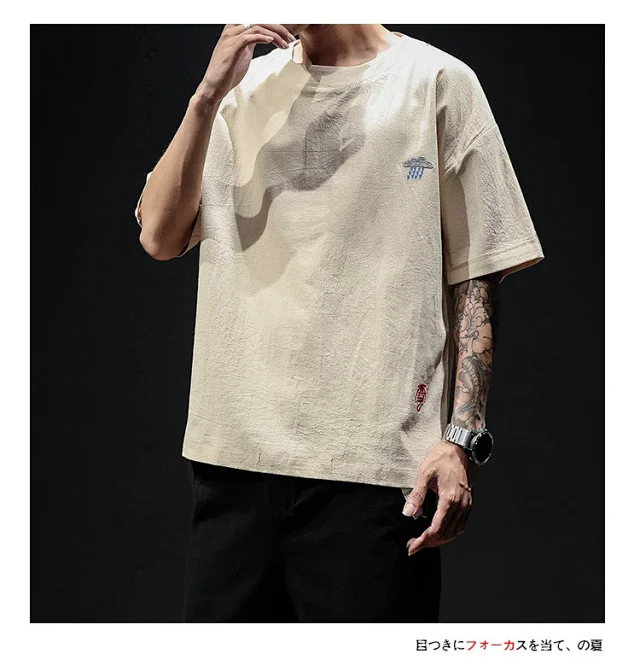 Linen T-shirt Men's Short Sleeve Detail