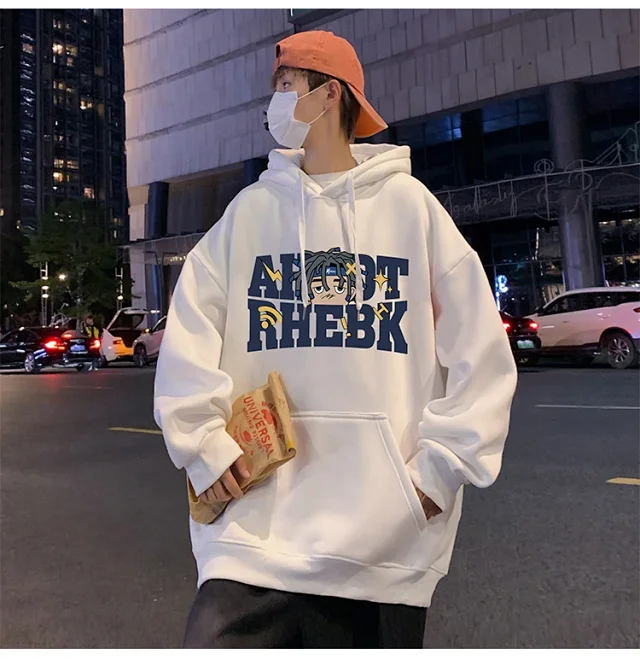 Men's Heavyweight Cotton Fleece Hoodie Fall Winter Detail
