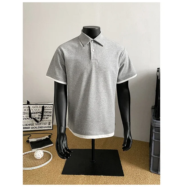 Men's Summer Pique Mock Polo Shirt Detail