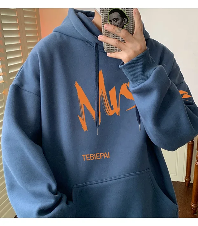 Men's Vintage American Graphic Fleece Hoodie Detail