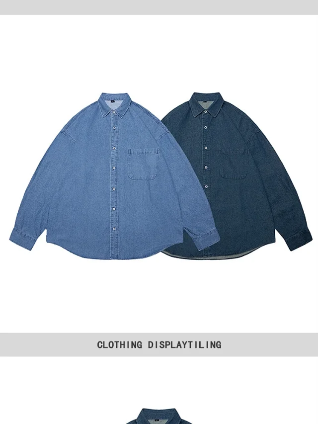 Spring Men's Vintage Oversized Denim Shirt Detail
