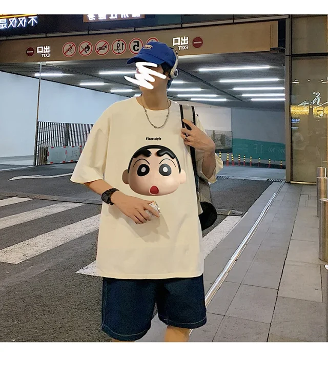 Men's Heavyweight Cotton Cartoon Tee Loose Detail