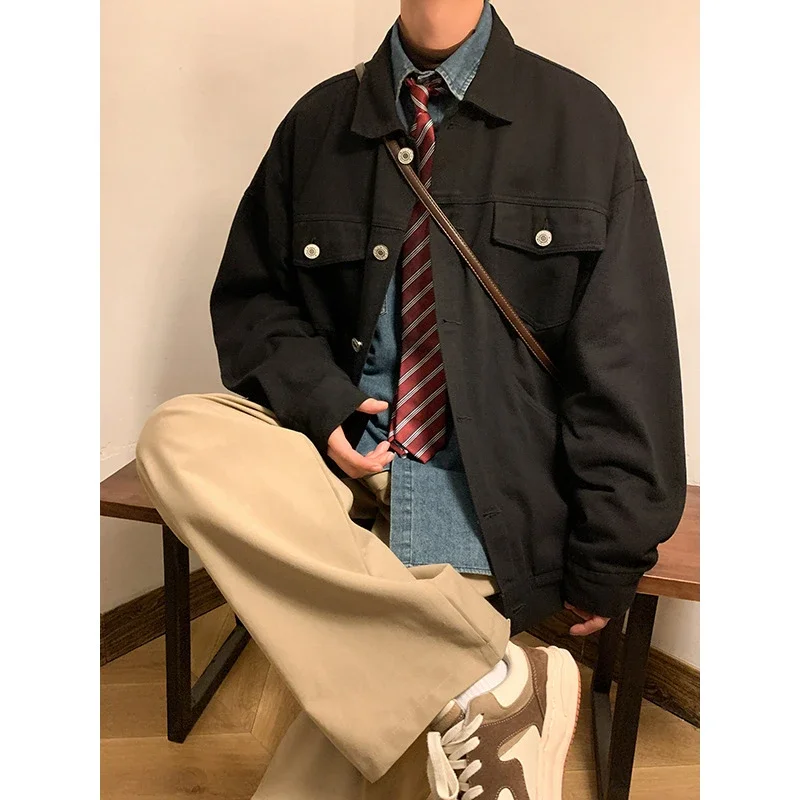 Men's Korean Relaxed Cotton Denim Jacket