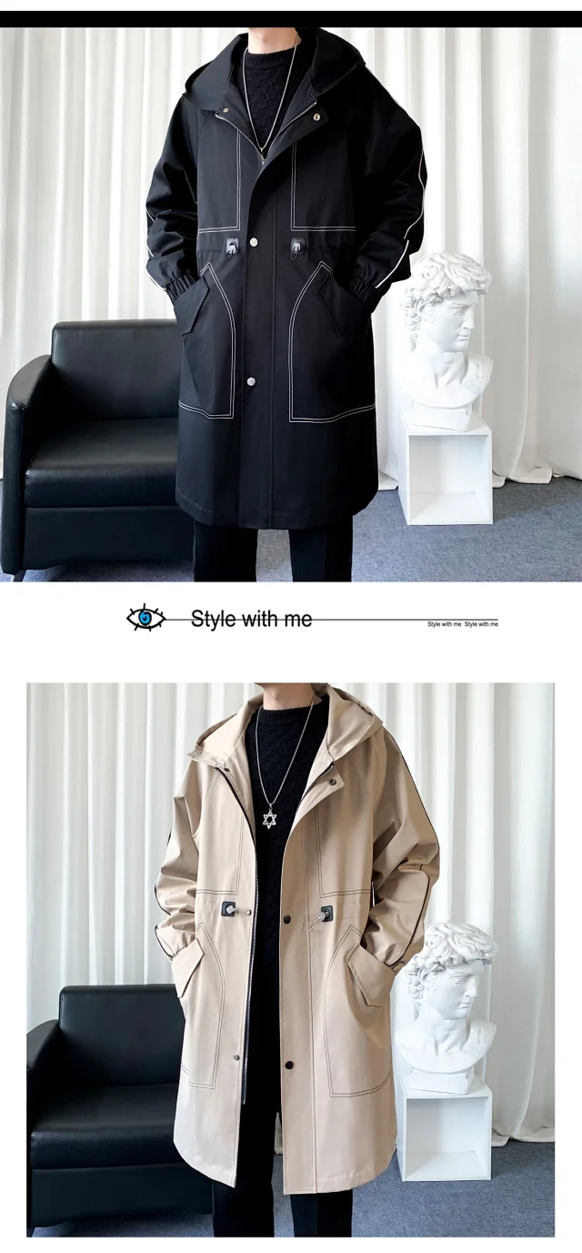 Men's Retro Workwear Hooded Trench AW24 Detail