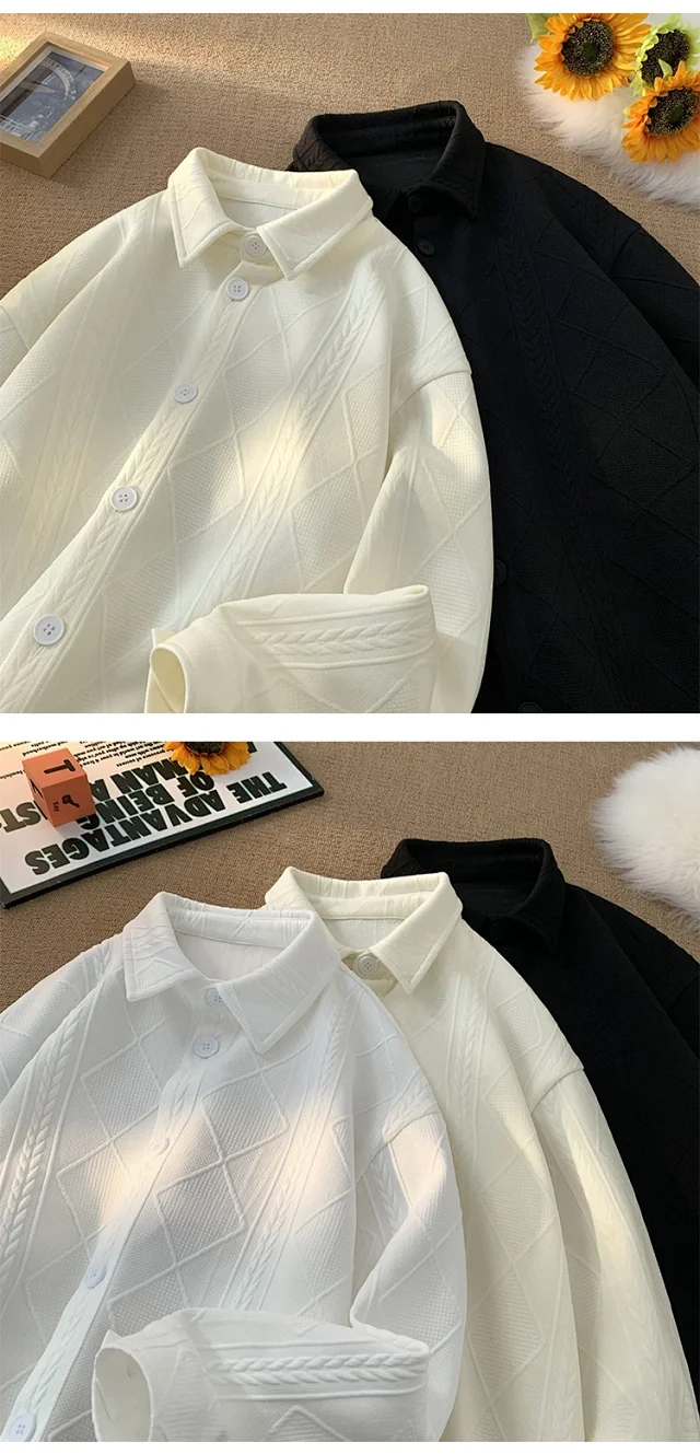 Men's Jacquard Long Sleeve Casual Shirt Detail