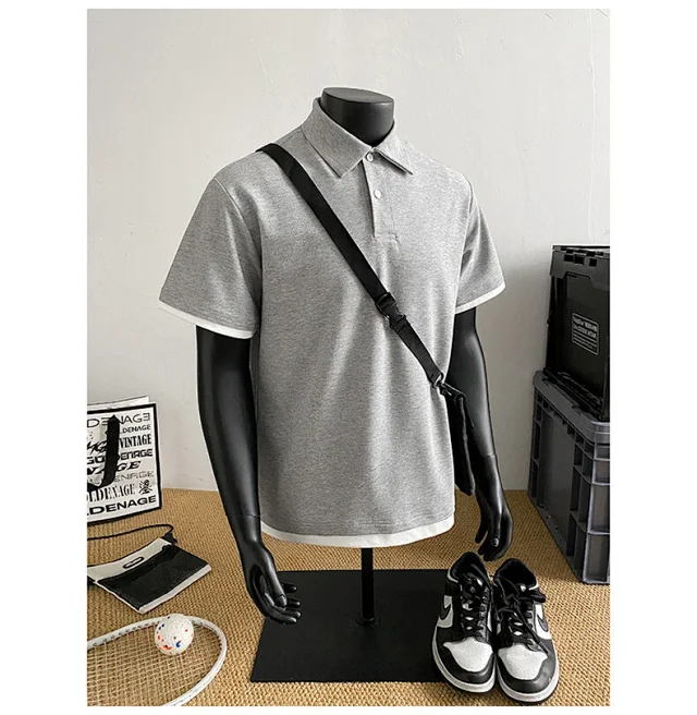 Men's Summer Pique Mock Polo Shirt Detail