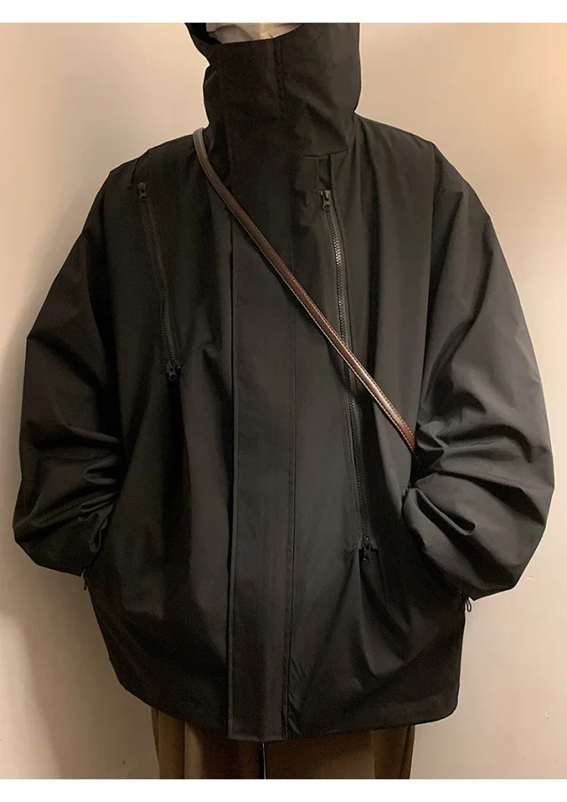 Men's HK Style A/W Loose Warm Hooded Jacket Detail