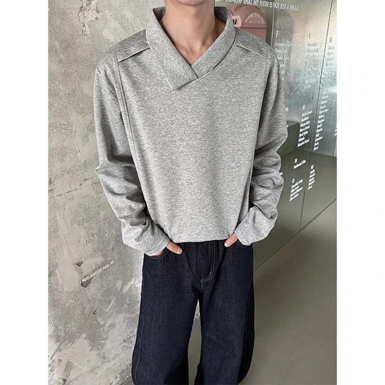 Men's White Deconstructed Polo Long Sleeve