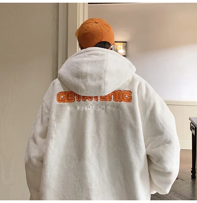 Men's Winter Sherpa Fleece Oversized Coat Detail