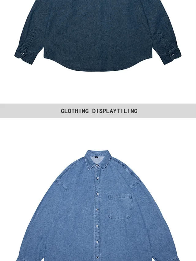 Spring Men's Vintage Oversized Denim Shirt Detail