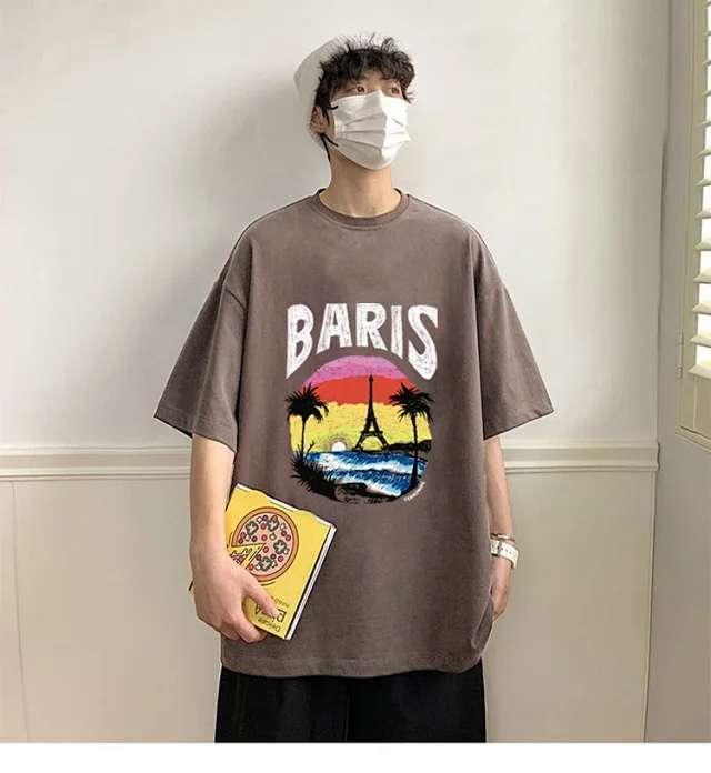 Men's Heavyweight Cotton Oversized Streetwear Tee Detail