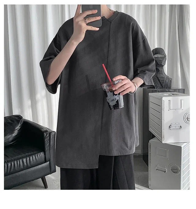 Men's Trendy Solid Half Sleeve Tee Detail