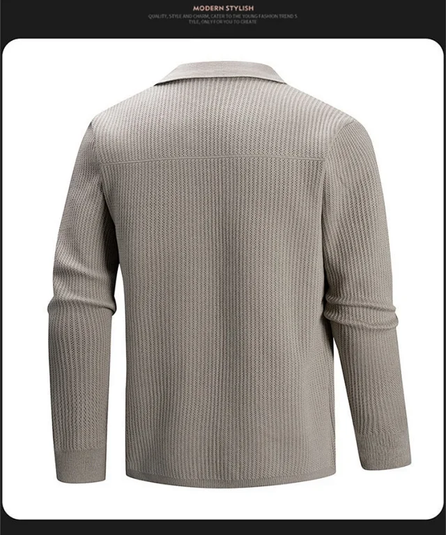 Ruicheng Men's New Lapel Knit Cardigan Detail