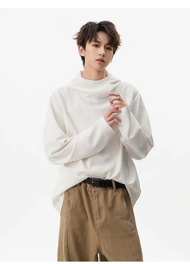 Men's 2025 Fall Retro High - neck Hoodie Detail