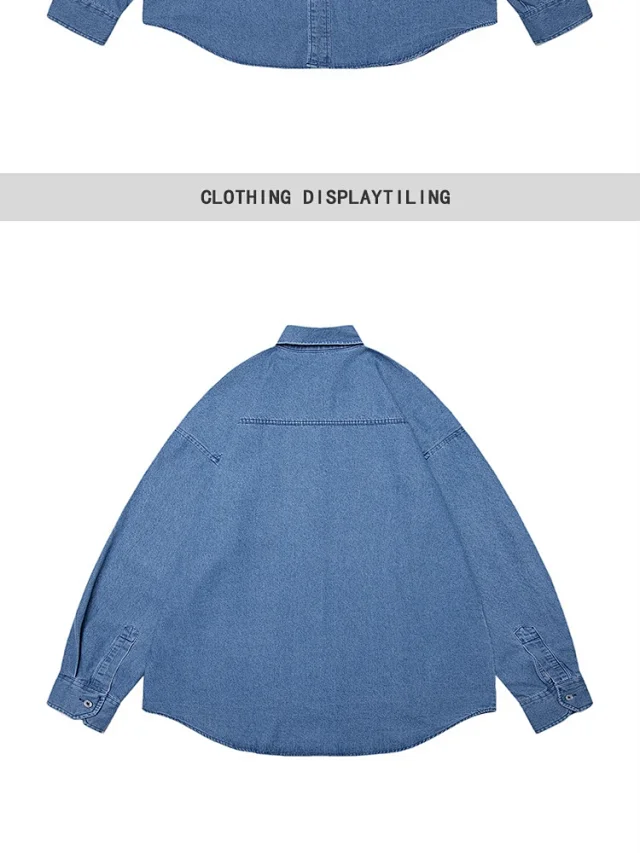 Spring Men's Vintage Oversized Denim Shirt Detail