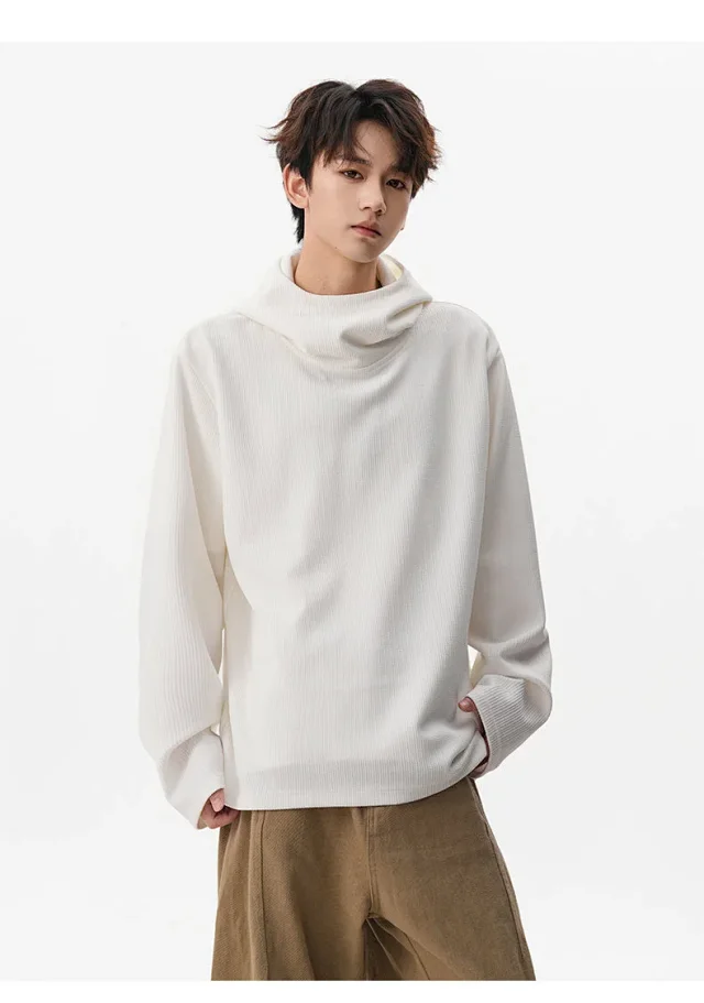 Men's 2025 Fall Retro High - neck Hoodie Detail