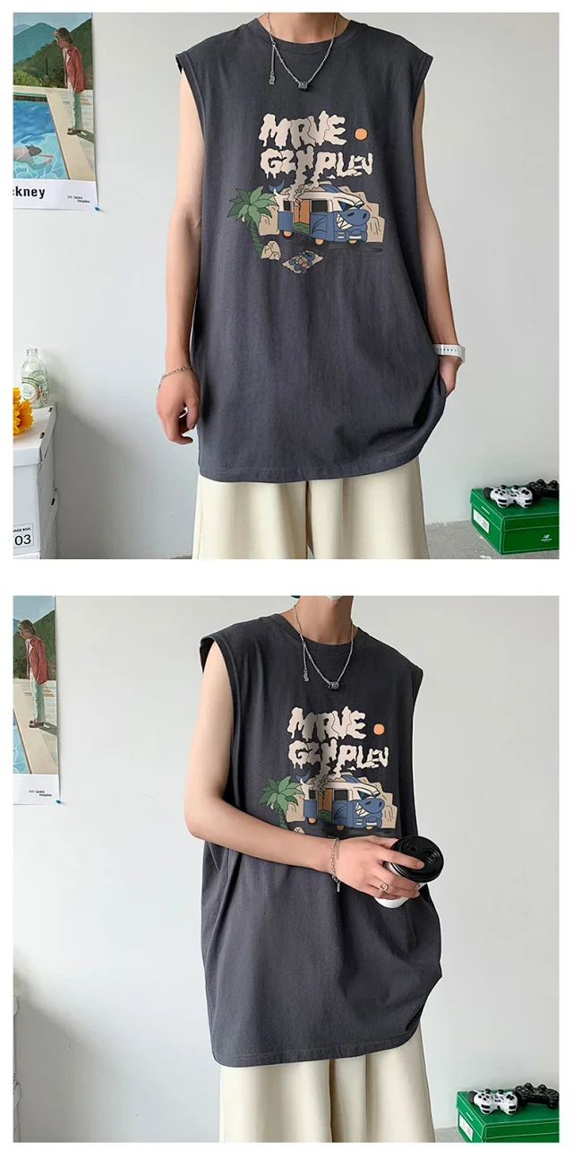 Men's Printed Loose Tank Top Detail
