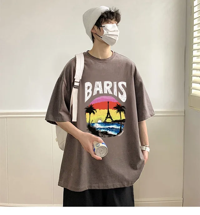 Men's Heavyweight Cotton Oversized Streetwear Tee Detail