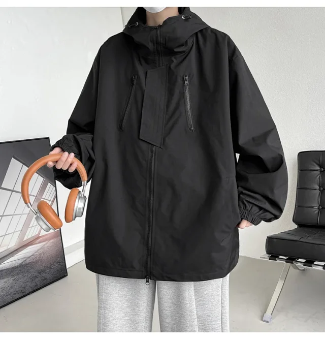 Black Warrior Men's Hooded Utility Jacket Detail
