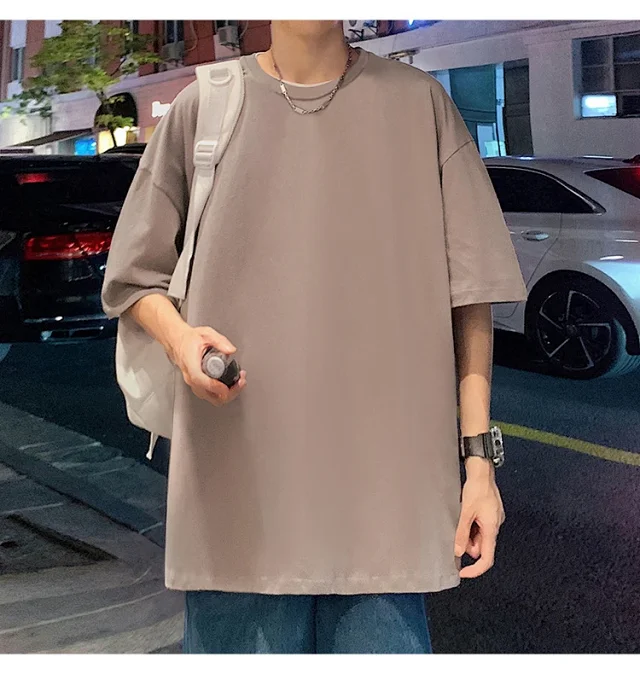 Men's Summer Oversized Heavyweight Cotton T-Shirt Detail