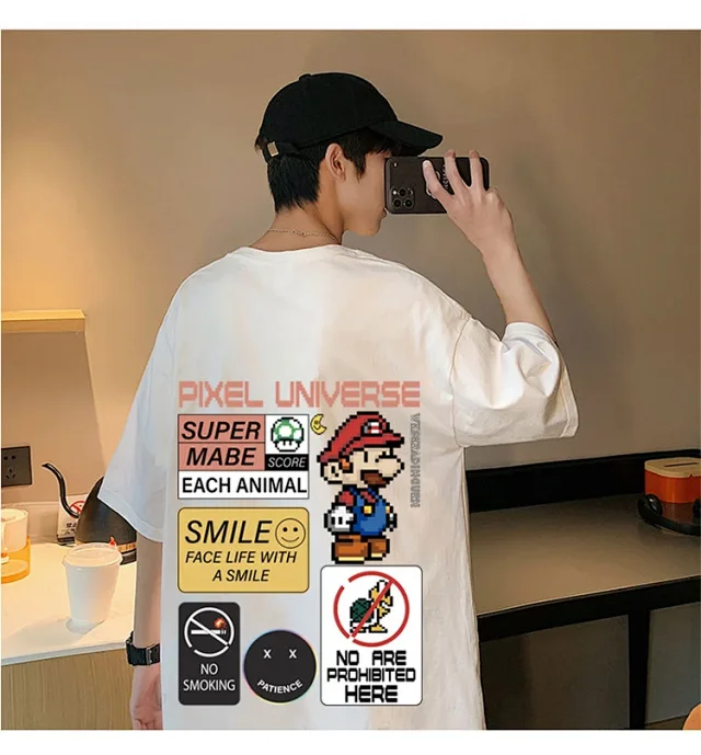 Men's Retro Hong Kong Mario T-Shirt Detail