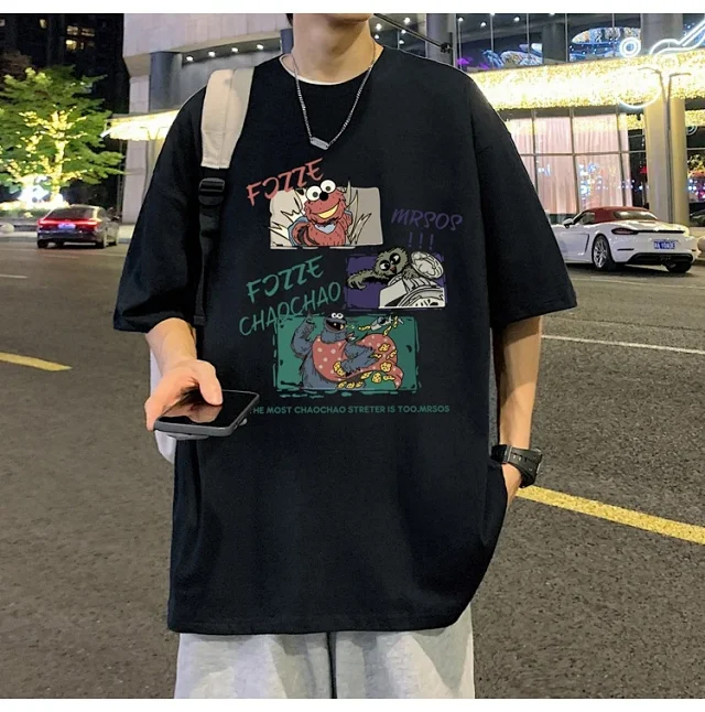 Men's Summer Oversized Cotton Street Tee Detail