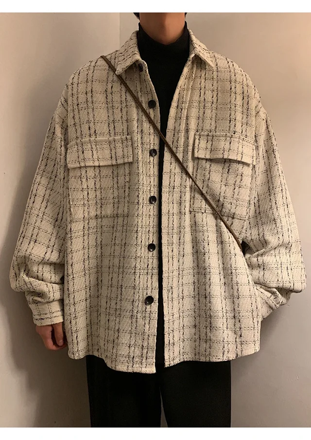 Men's Plus Size Houndstooth Wool Jacket Detail