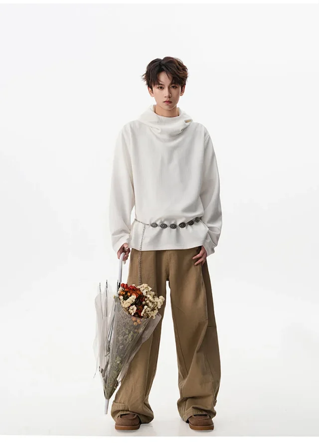 Men's 2025 Fall Retro High - neck Hoodie Detail