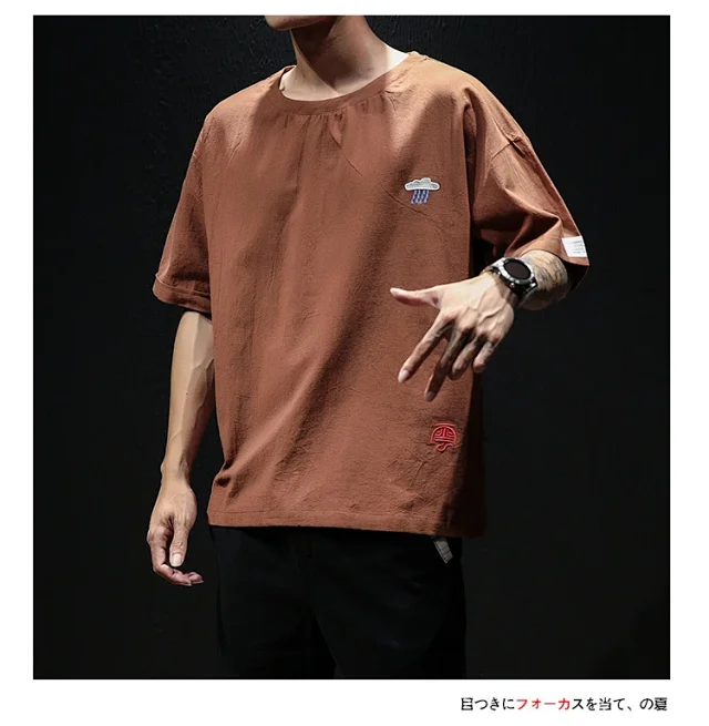 Linen T-shirt Men's Short Sleeve Detail