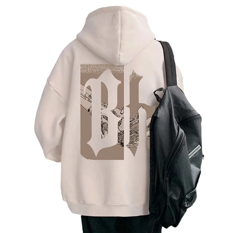 Japanese Hiphop Men's Oversized Cotton Hoodie