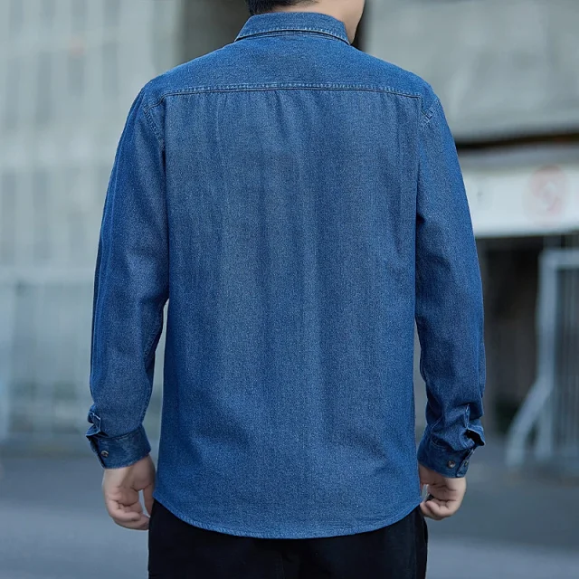 Men's Vintage Denim Oversize Work Shirt Detail