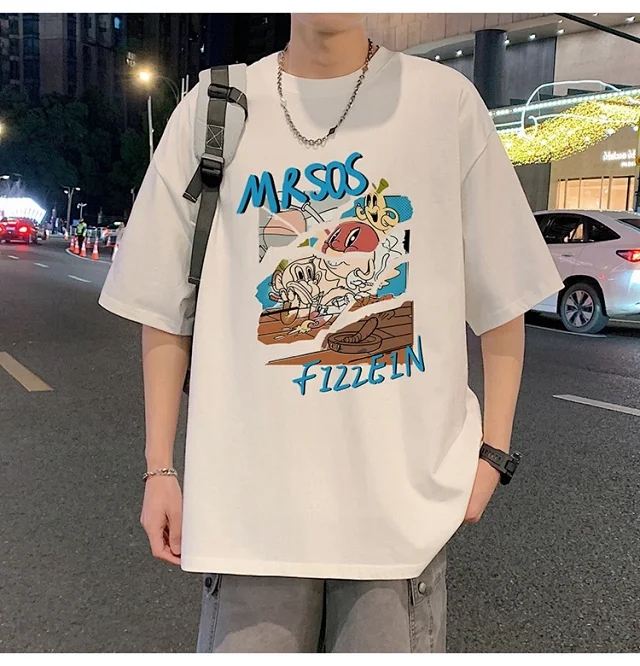 Plus Size Men's Summer Cartoon Tee Detail