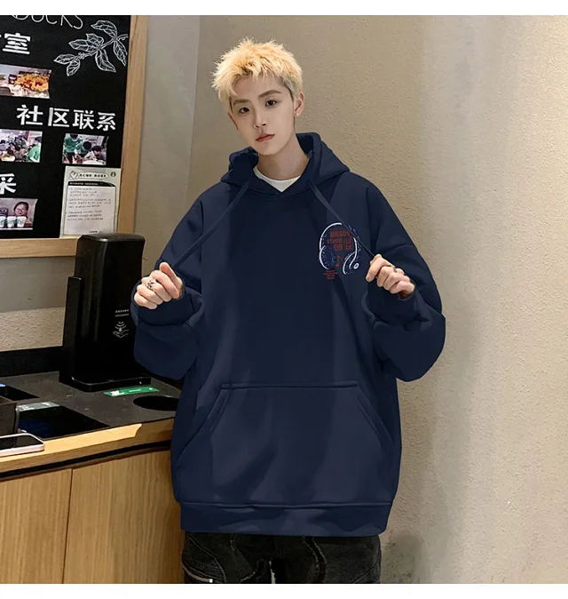 2025 Men's Cotton Hoodie (Hong Kong Style, Loose, Streetwear) Detail