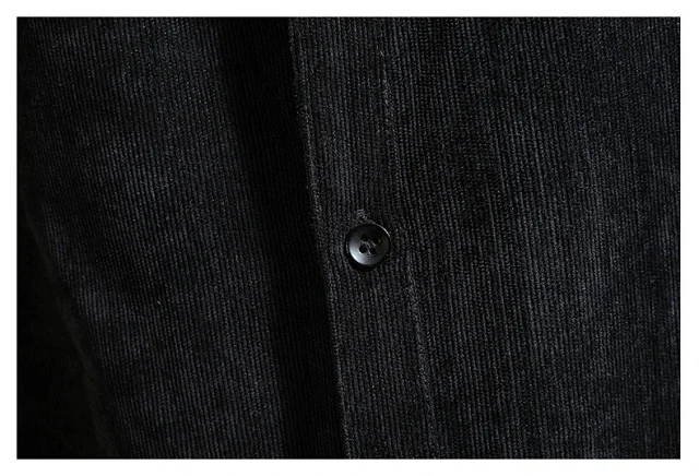 Men's Long Sleeve Korean Corduroy Shirt Detail